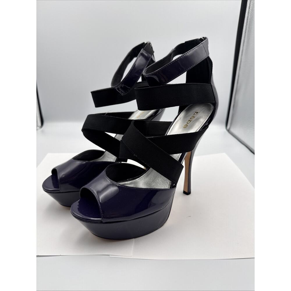 Bebe Purple Criss Cross Ankle Strappy Platform Sandals 10 10M #13